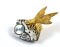 Steampunk Bee Brooch, Bee on Time!