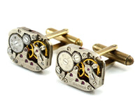 Steampunk Cufflinks, Rectangular Watch Movements