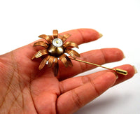 Copper Flower Lapel Pin, Mens, Unisex