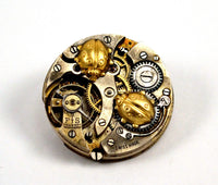 Steampunk Ladybug Brooch Pin, Watch Movement
