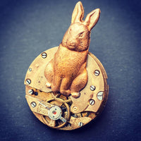 Steampunk Rabbit Brooch, Clockwork Pin, Alice in Wonderland