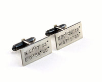 Sterling Silver Custom Cuff Links, GPS coordinates