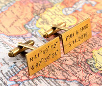 Wedding Cuff Links, GPS Coordinate, Custom
